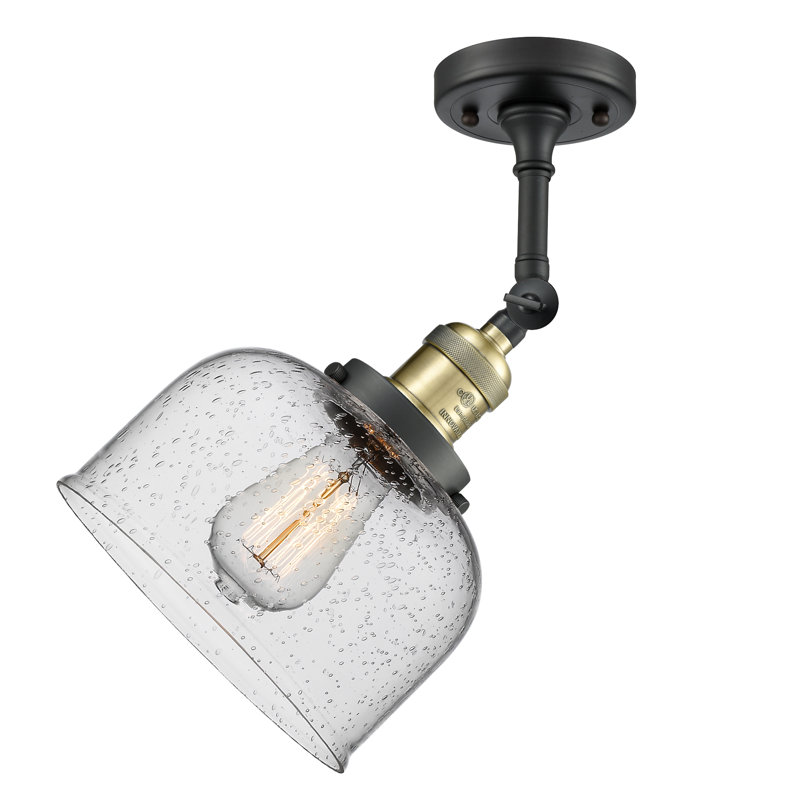 Plafonnier simple semi-encastré 8 lumières Handley, Laiton antique noir, Grainé, Ampoule DEL rétro de 3,5 watts