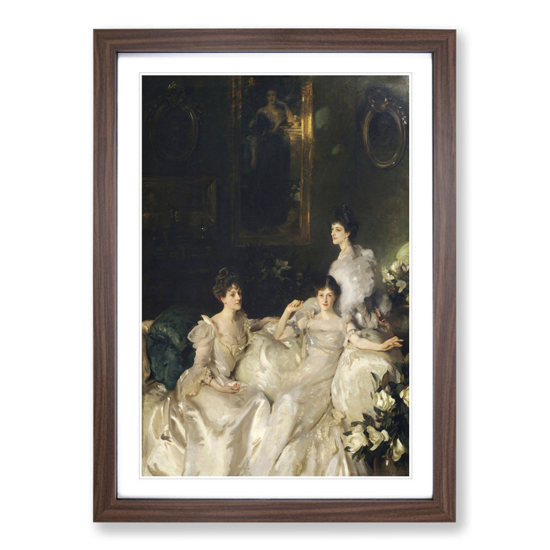 The Wyndham Sisters by John Singer Sargent - Picture Frame Painting, Walnut, 65cm H x 48cm W x 2cm D