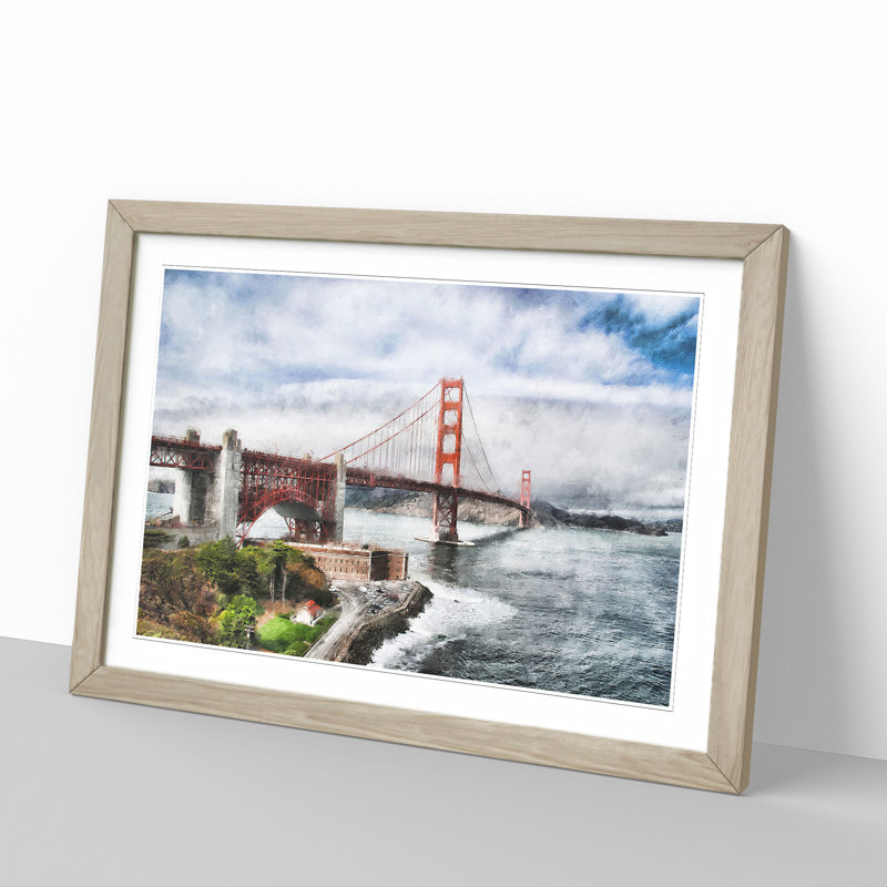 Golden Gate Bridge Vol.5 - Picture Frame Painting, 36cm H x 48cm W x 2cm D, Oak Framed