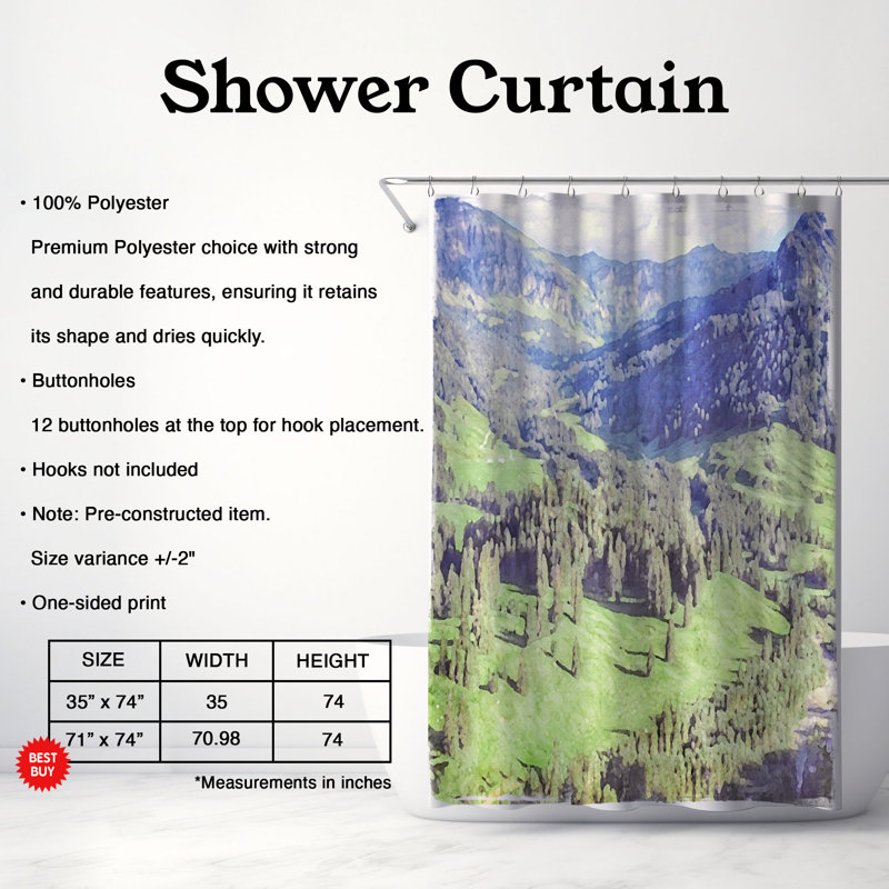 Rideau de douche Gaisa, H 74 po x l 71 po