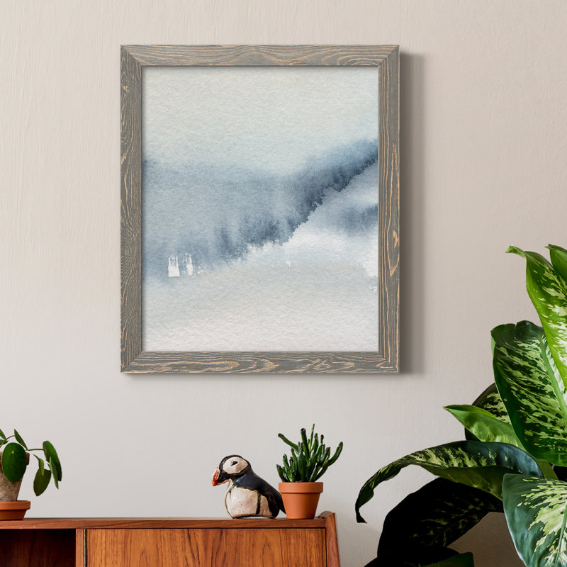 «Summer Rain II», peinture sur toile encadrée, Encadré gris, H 24 po x l 18 po x P 1,5 po