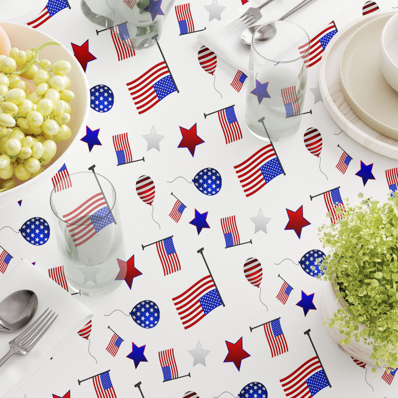 Varsity Geometric Round Independence Day Tablecloth, 60" x 60"