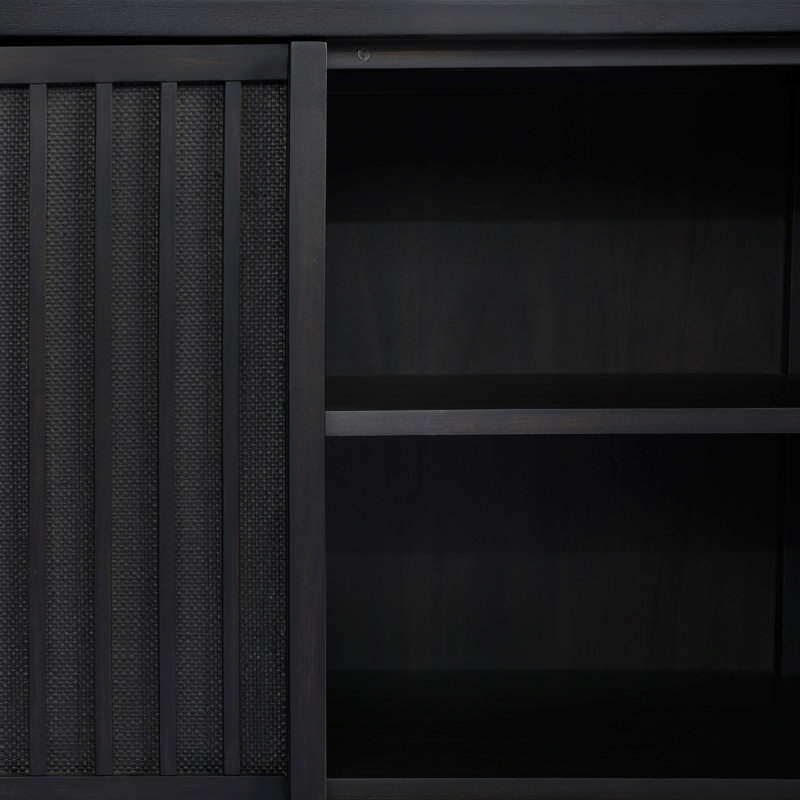 Nyland Media Console, Jet Black Mahogany Veneer