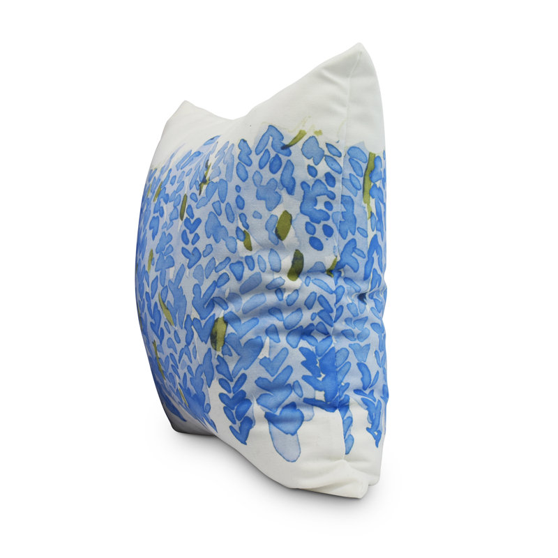 Light Blue Floral Square Outdoor Throw Pillow