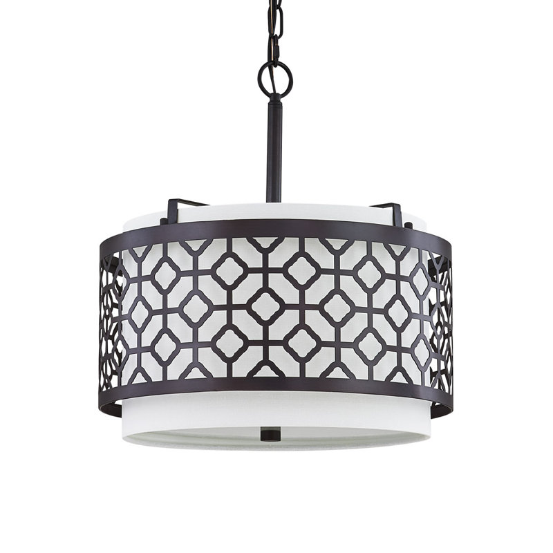 Luminaire suspendu tambour 2 lumières Alondra, Bronze