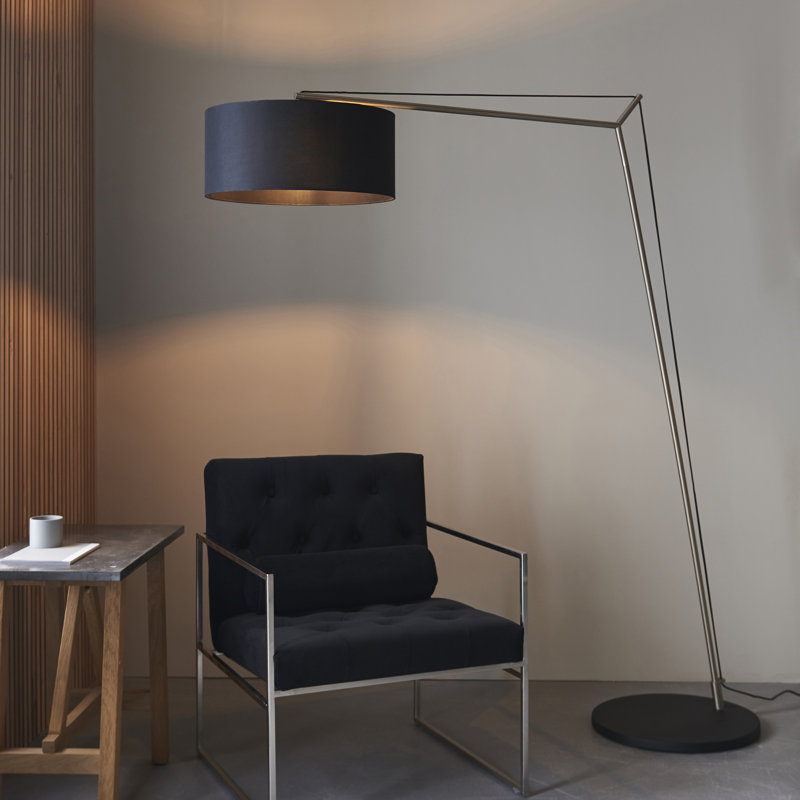 Meggan 160cm Arched Floor Lamp, Matt Nickel
