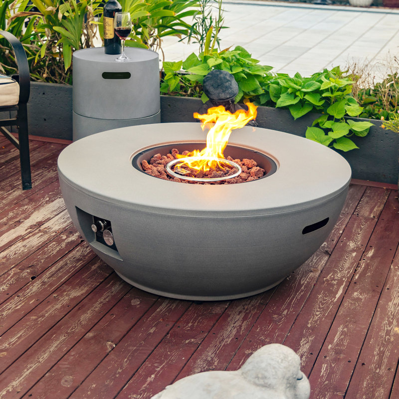 Propane Gas Fire Pit Table, 50000 BTU Round Steel Fire Pit  With Tank Holder