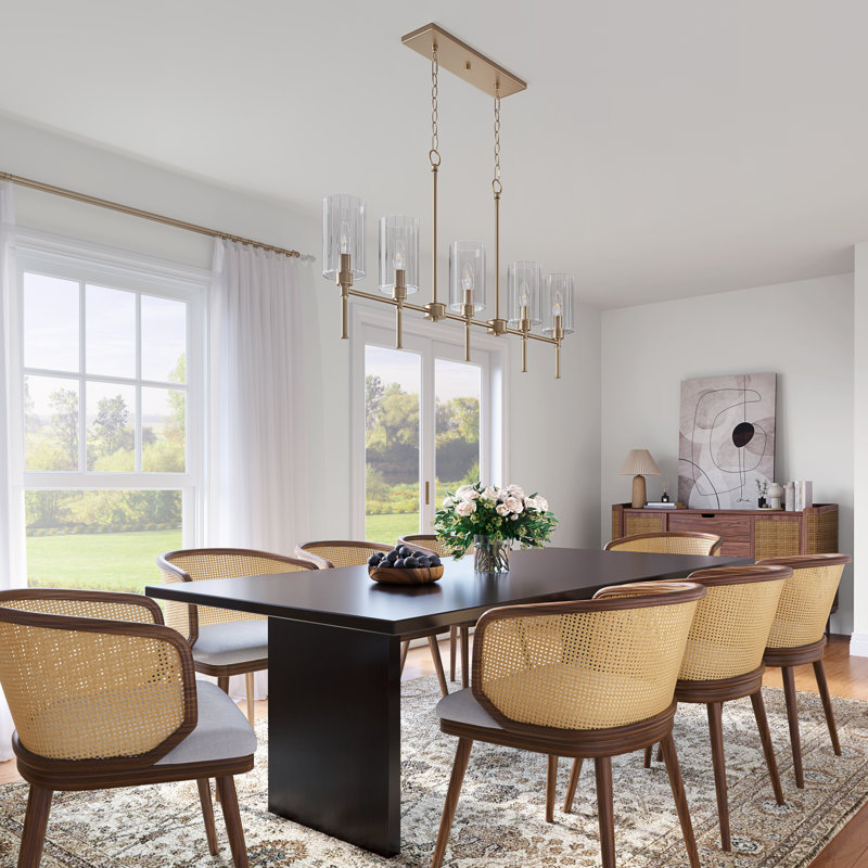 5 - Light Kitchen Island Classic / Traditional Chandelier with Clear Beveled Glass, Modern Gold