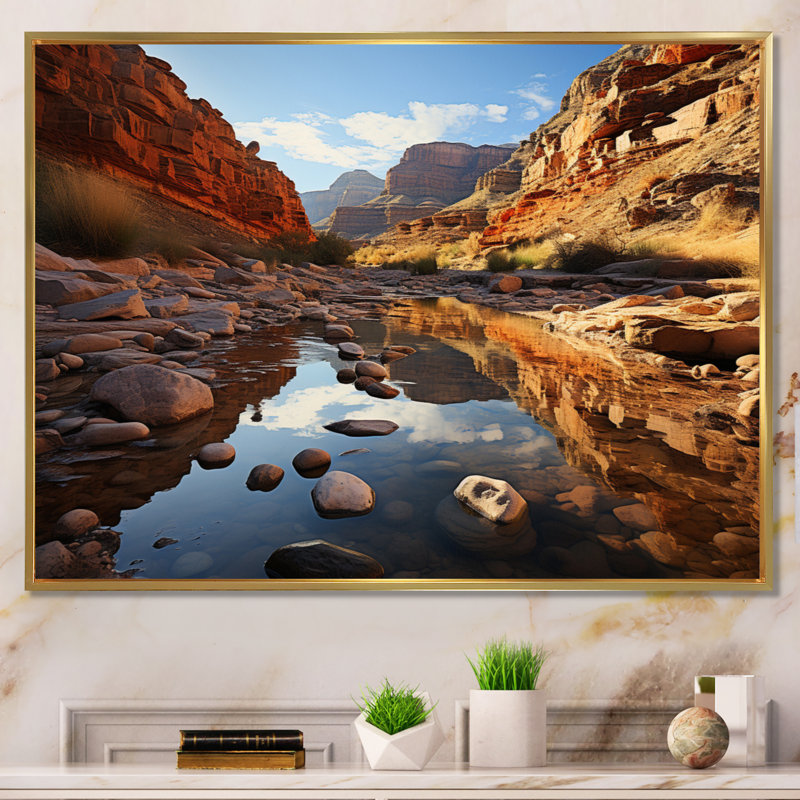 Canyon Reflections - Imprimé, Encadrement doré, H 12 po x l 20 po x P 1 po
