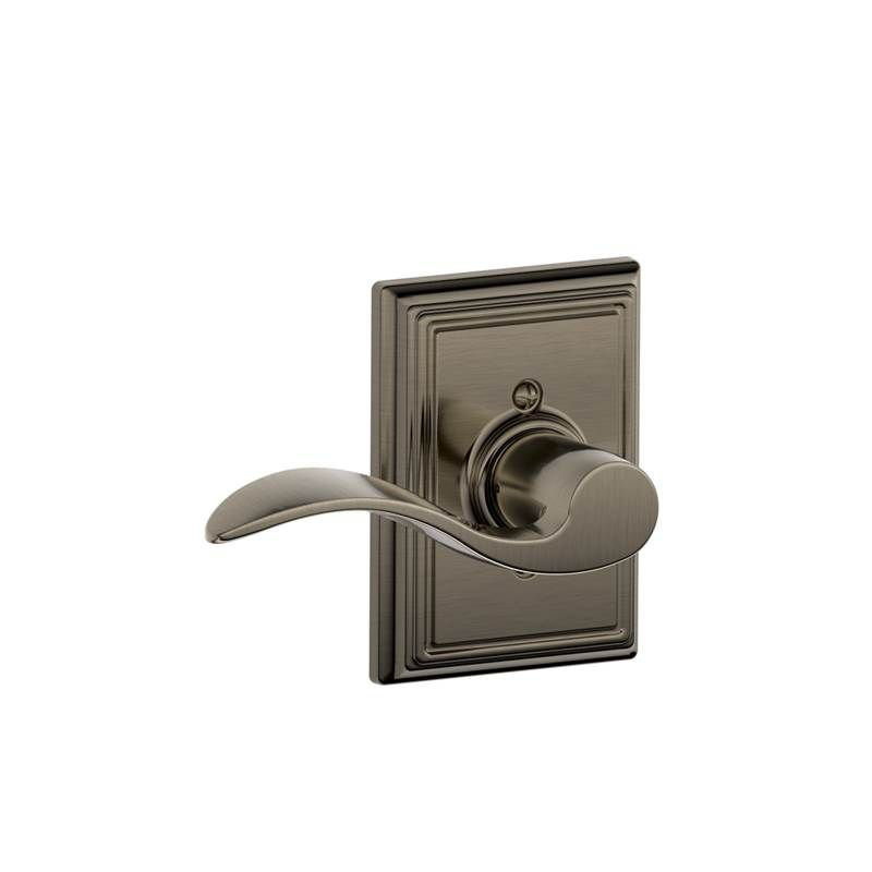 Accent Lever with Addison Trim Non-Turning Lock, Antique Nickel, Left Hand