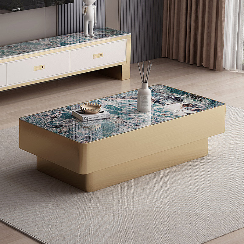 Table basse luxueuse en acier inoxydable