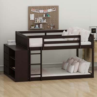 Space-Saving Bunk Bed with Built-in Drawers and Storage Shelves