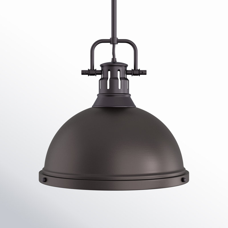Luminaire suspendu dôme en acier à intensité variable 1 lumière Calico, Bronze huilé, Bronze huilé