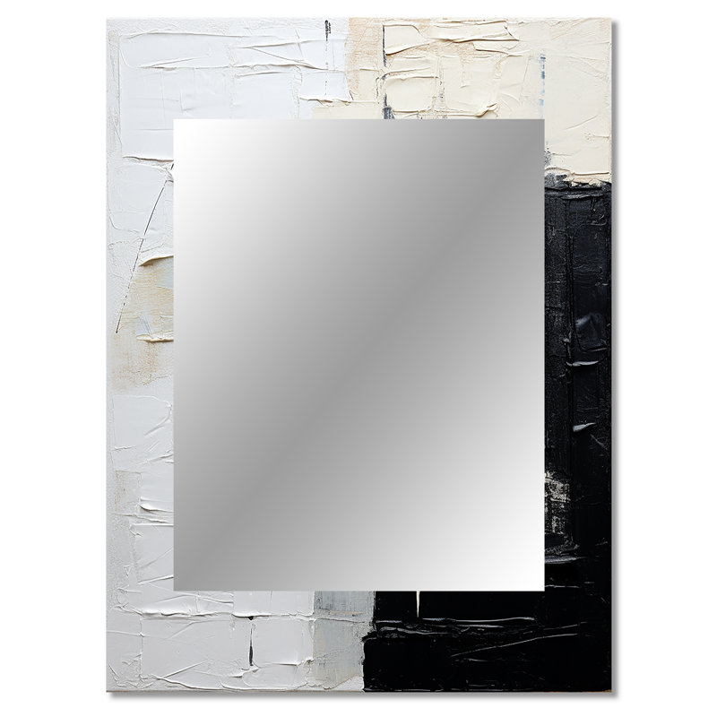 Black and Beige Scandinavian Modernity art - Large Wall Mirror On Metal, 40 po x 30 po