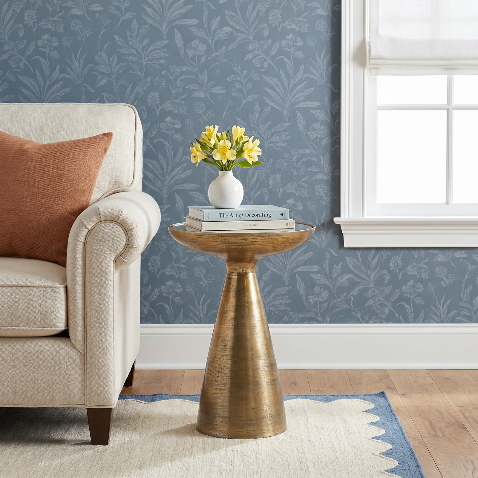 Baya End Table, Antiqued Mirror, Brushed Brass