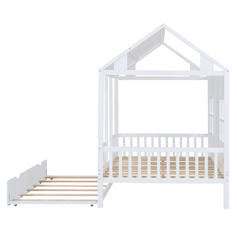 Lit double en bois avec lit gigogne simple, conception durable et imaginative pour les chambres d'enfants, Complet/Double