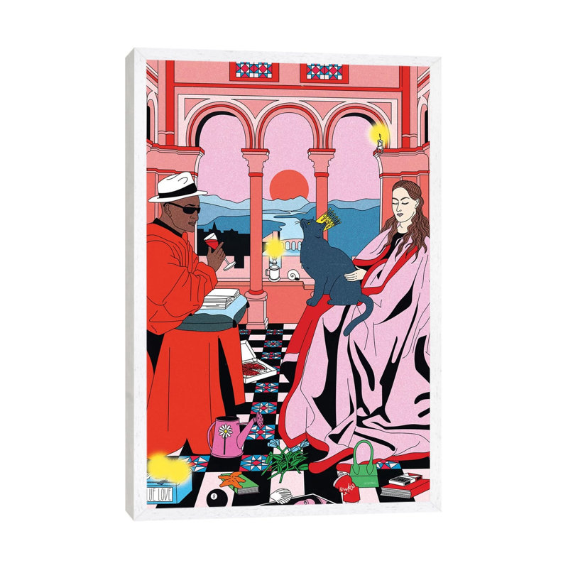 Van Cat by Cosmo - Print on Canvas, White Framed Canvas, 66.04cm H x 20.32cm W x 3.81cm D
