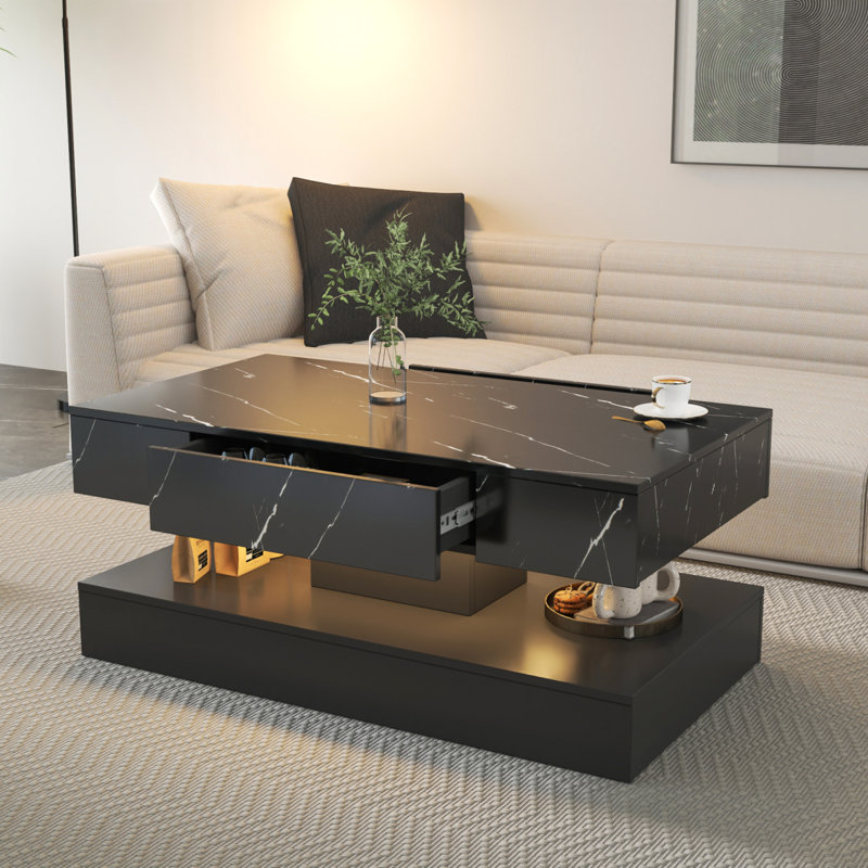 16.93IN High LED Coffee Table,Modern Coffee Table For Living Room,Living Room Tables,Large Living Room Furniture,LED Lights