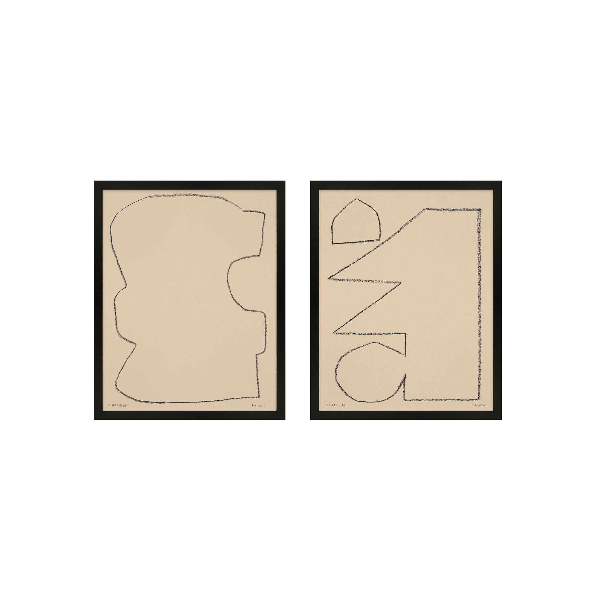 Outlines 9 And 10 by Michael Kempen, Black Framed, 20" W x 25" H