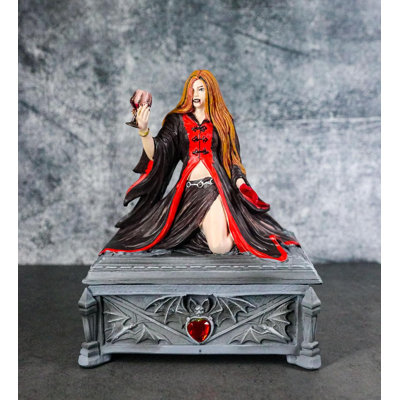 Blood Moon Gothic Vampiress Drinking Chalice Of Blood Jewelry Decorative Box