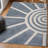 Banesa MidCentury Scandinavian Abstract Sun Two-Tone High-Low Blue/White Rug-36083233