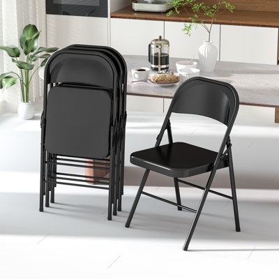 30'' Metal Folding Chair Steackable Foldable Back Chairs, Set Of 4