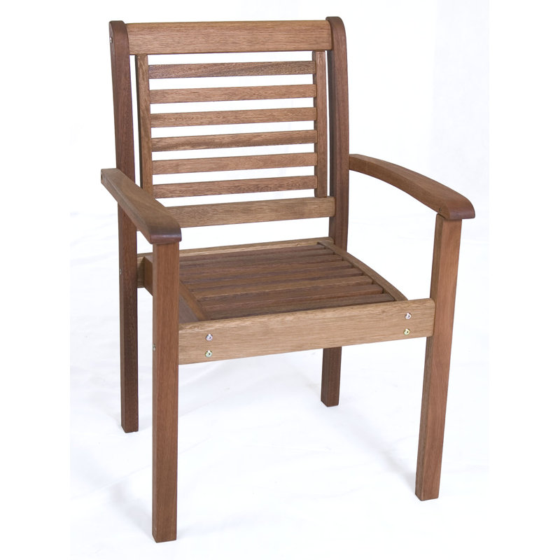 Rafael Wood Premium All-Weather Wicker Outdoor Stacking Dining Armchair