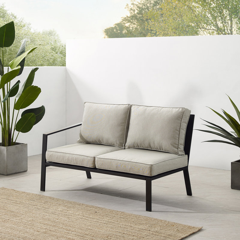Causeuse d'extérieur avec coussins 51,25 po Octabio, Taupe