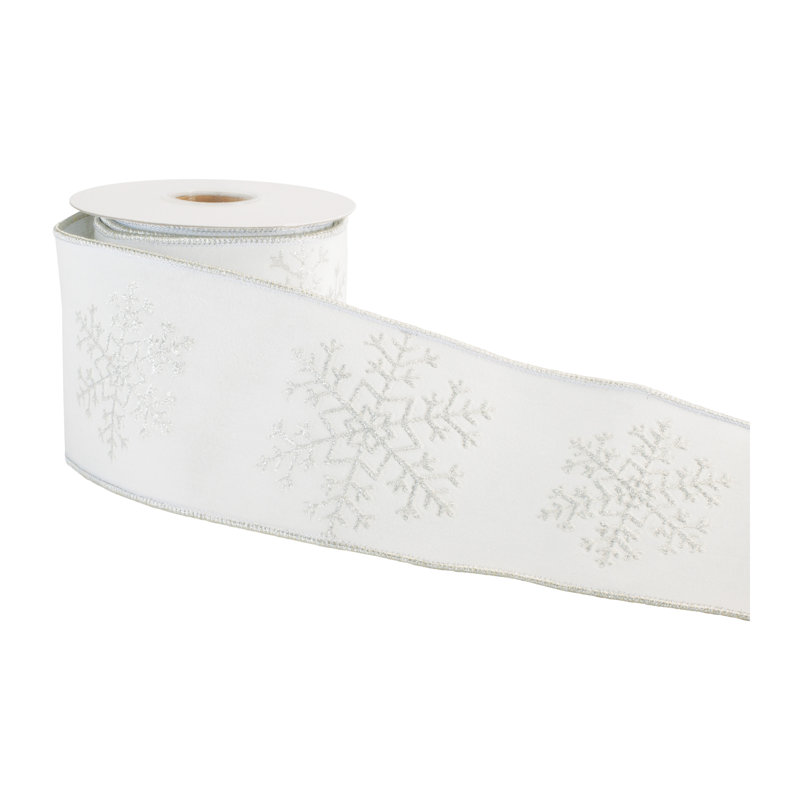 Ruban de flocon de neige scintillant avec fil 4 po x 5 po