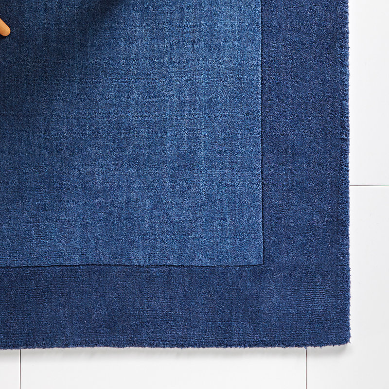 Robblee Handwoven Wool Borders Navy Rug, Rectangle 160 x 230cm