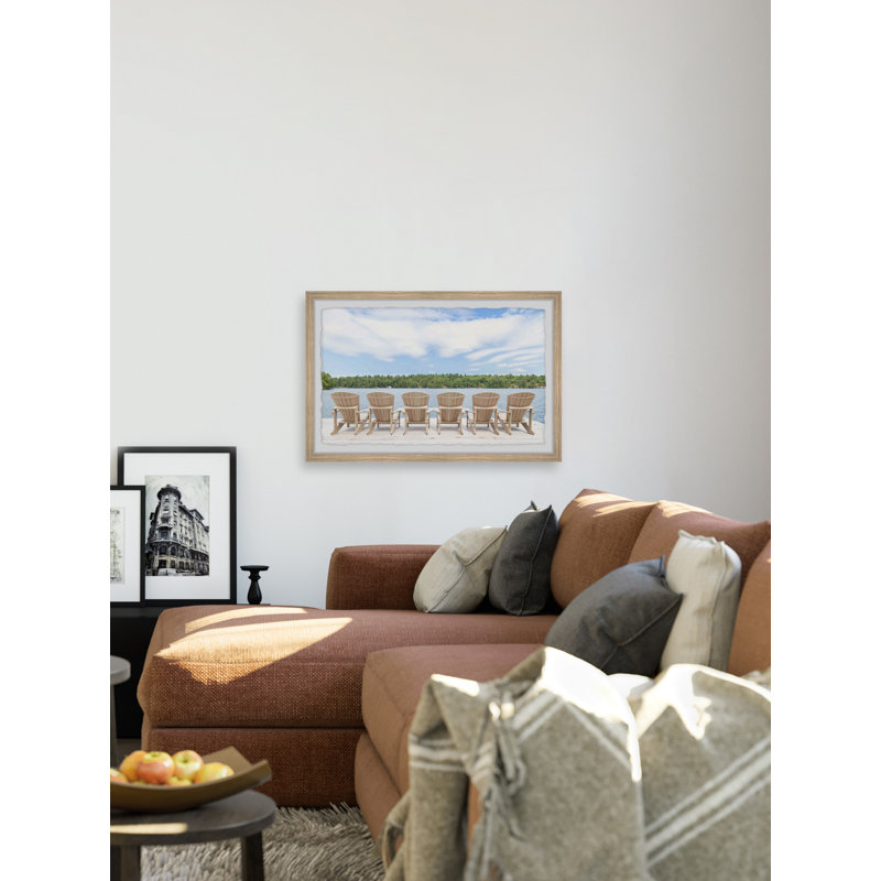 Chairs By The Lake by Ansel Adams - Single Picture Frame Painting, 38cm H x 45cm W