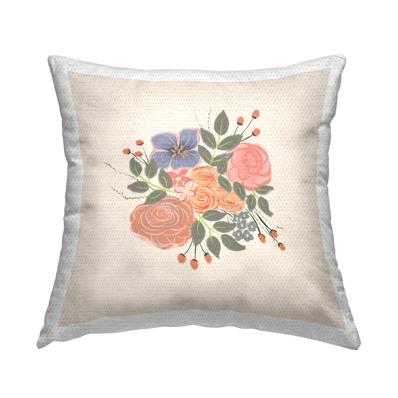 Coussin décoratif d'extérieur délicat à boutons floraux par Birgit Maria Kiennast