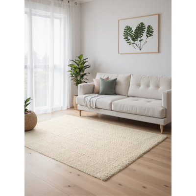 Majoli Wool Rug by ELLE Decoration - Natural Wool Handwoven Scandinavian Boho Herringbone Design for Living Room, Bedroom, Dining Room