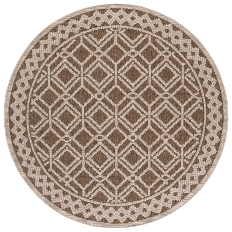 Martha Stewart Indoor Outdoor Performance Machine Washable Southwestern Indoor/Outdoor Area Rug, Round 6'7"