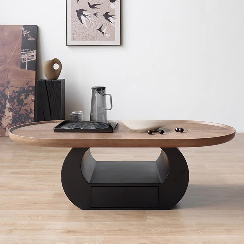 Modern retro style wooden tea table, 15.7" H x 51" L x 27.5" W