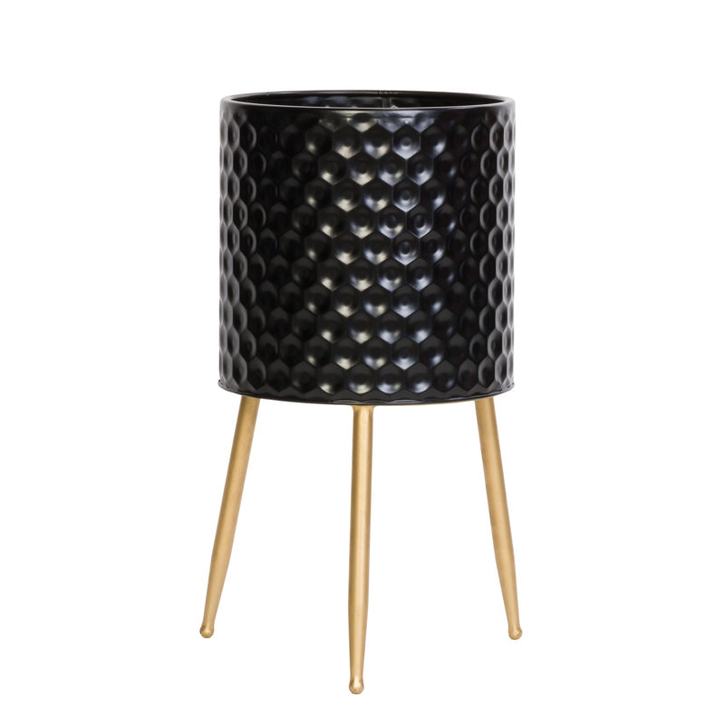 Jailenne Metal Planter with 3-Leg Metal Base, 20" H x 10.5" W x 10.5" D