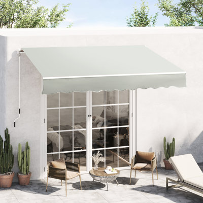 Patio Retractable Awning - Manual Sun Shade Deck Window Cover, Grey. Adjustable To Block & Reduce Heat. Aluminum Steel Frame. Fits Various Surfaces Grey Awning, , Heat-Reduction Benefit