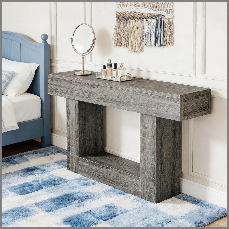 Sofa Console Table Versatile Charming Practical Multi Use, Dark Gray