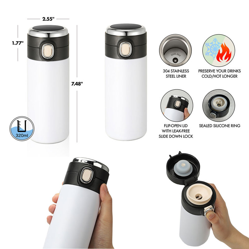 Gobelet de voyage à double paroi en acier inoxydable 10 oz, Oui