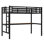 Lit mezzanine simple en métal XL avec lumière DEL, prise de courant et conception peu encombrante - noir à bruit réduit