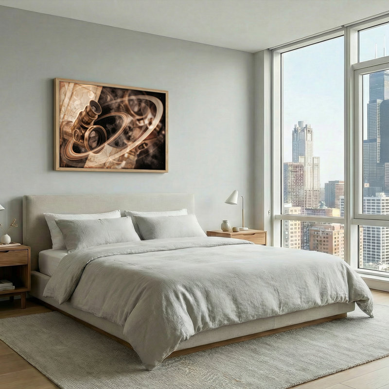 Ensemble de 1 toile murale Steampunk Art, 32"H x 48"W, Natural