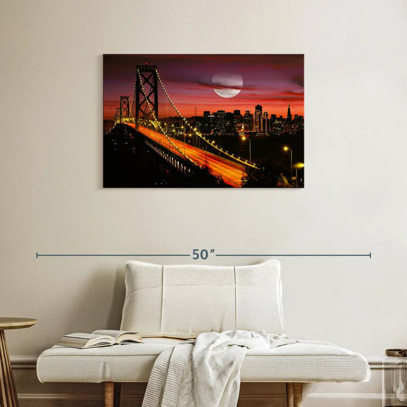 Lilie au clair de lune, pont de la baie de San Francisco, H 24 po x l 36 po