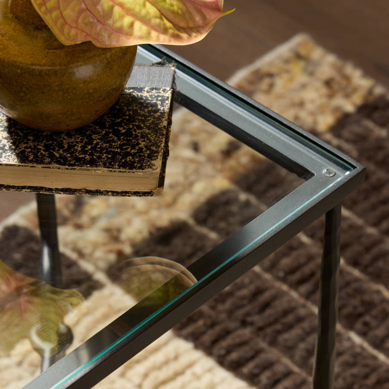 Babylon End Table-Hammered Gunmetal, 20" H x 13"W x 13" D