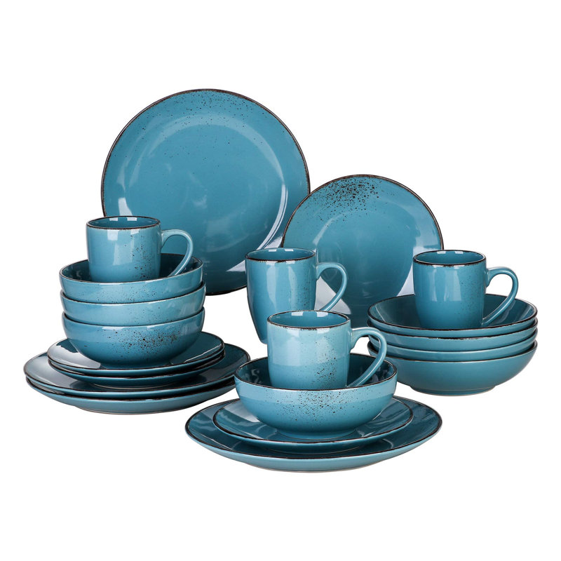 Lieske Piece Ceramic Dinnerware Set - Service for 4, Teal