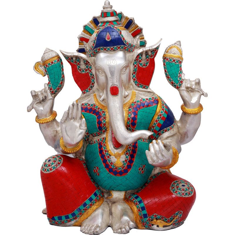 20 po Ganesha en laiton incrusté