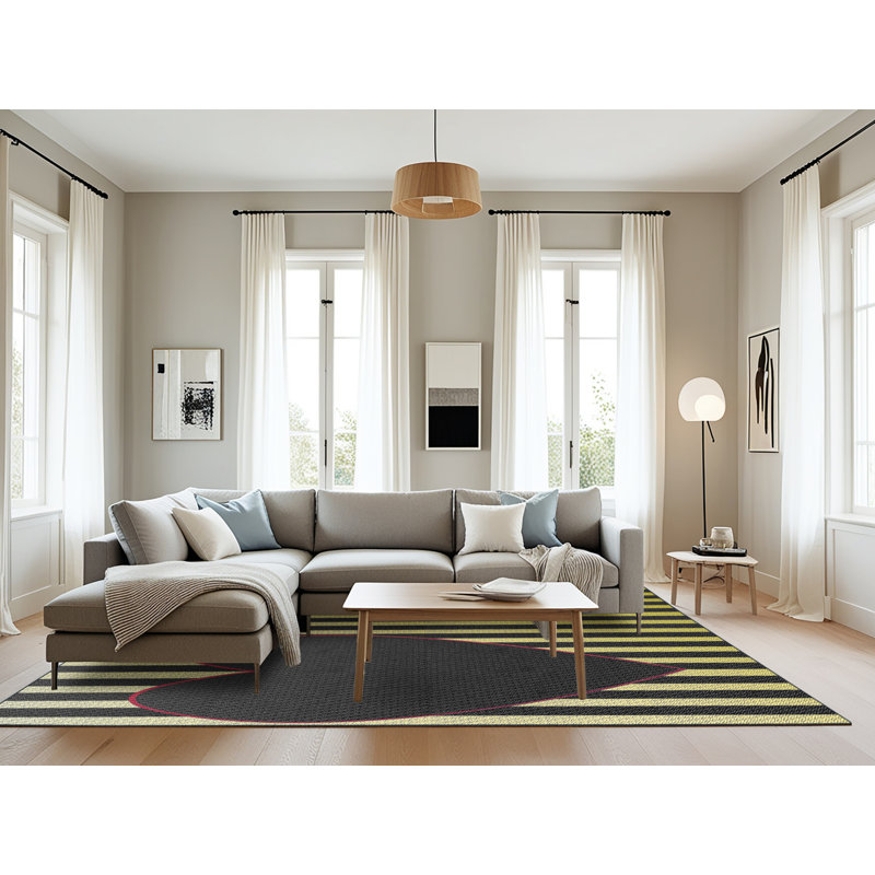 Tapis noir / vert Power Loom, Rectangle 8 pi x 10 pi