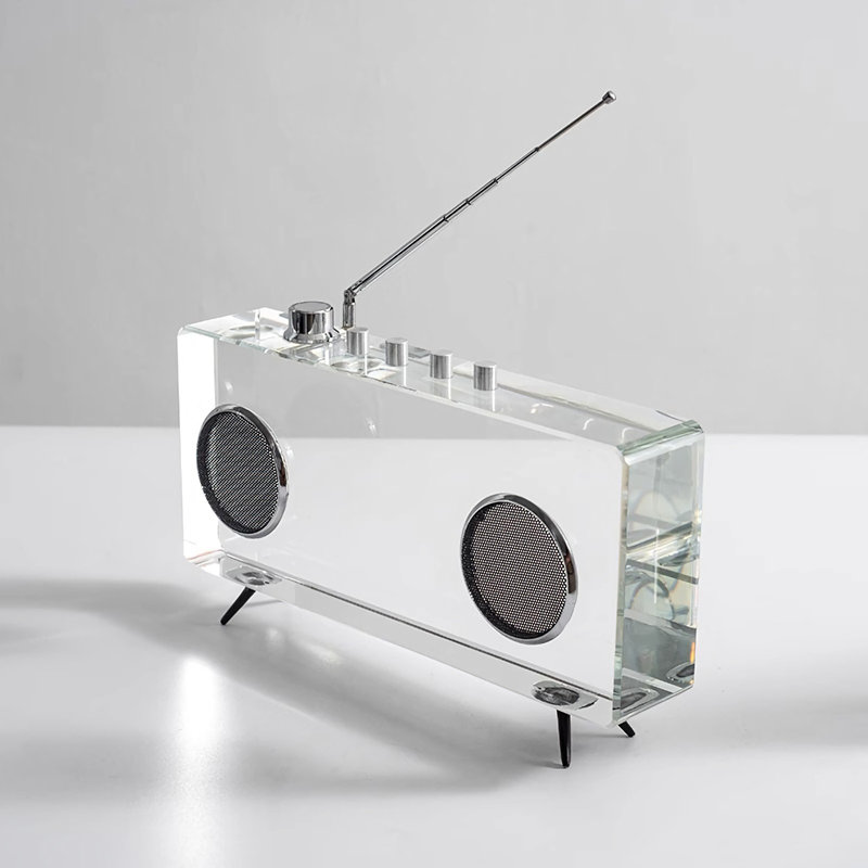 Crystal Radio Artefact - Italian Modernism Inspired Dual-Material Decor For Luxe Living Spaces