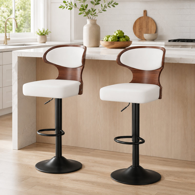 Tabouret tournant à hauteur réglable Bentwood, Blanc