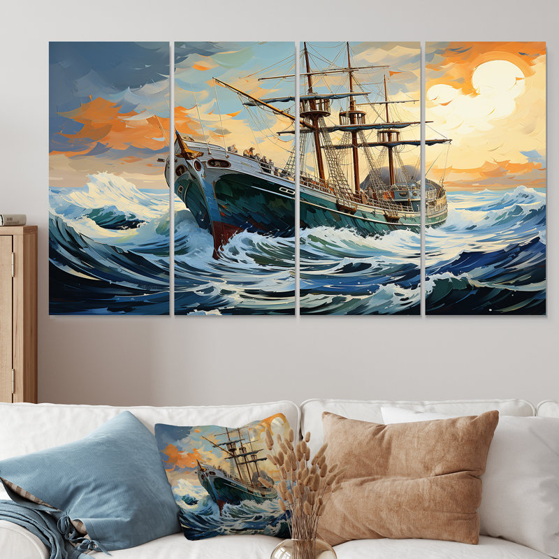 The Pirate Boat Odyssey S Voyage II - Classics, art mural 4 pièces, H 28 po x l 48 po