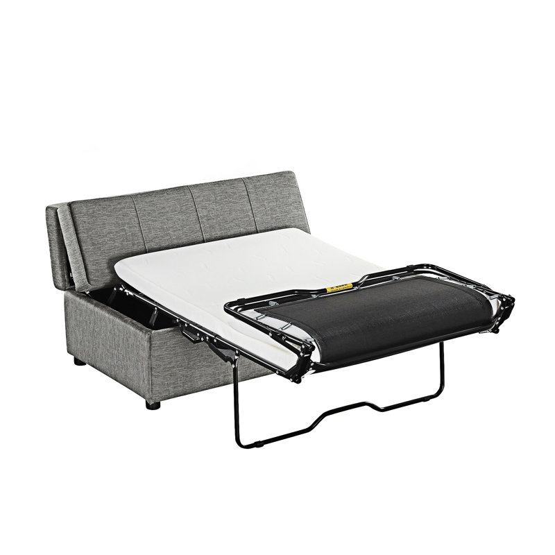 Lit simple escamotable avec repose-pieds et matelas, Gris foncé